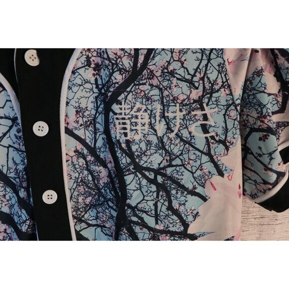 Fresh Hoods Medium Cherry Blossoms Rave Japanese Quiteness Button Shirt Jersey - Picture 2 of 5